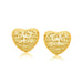 14k Yellow Gold Puffed Heart Motif Lace Stud Earrings Earrings Angelucci Jewelry   