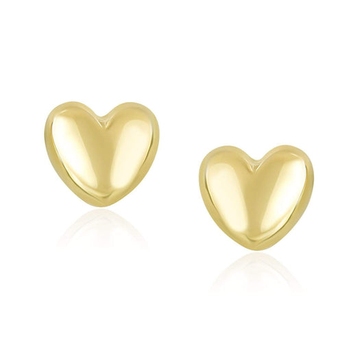 14k Yellow Gold Puffed Heart Shape Shiny Earrings Earrings Angelucci Jewelry   