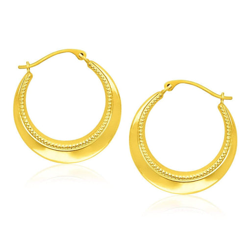 14k Yellow Gold Round Rope Texture Hoop Earrings Earrings Angelucci Jewelry   