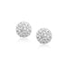 14k Yellow Gold Stud White Crystal Ball Earrings Earrings Angelucci Jewelry   