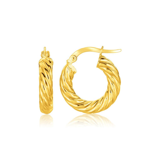 14k Yellow Gold Twisted Cable Small Hoop Earrings Earrings Angelucci Jewelry   