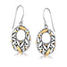 18k Yellow Gold and Sterling Silver Graduated Drop Earrings with Leaf Motifs Earrings Angelucci Jewelry   
