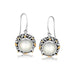 18k Yellow Gold and Sterling Silver Pearl Drop Earrings with Leaf Ornaments Earrings Angelucci Jewelry   
