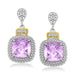 18k Yellow Gold & Sterling Silver Cushion Amethyst & Diamond Earrings (.05cttw) Earrings Angelucci Jewelry   