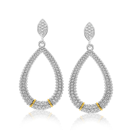 18k Yellow Gold & Sterling Silver Diamond Accented Graduated Popcorn Earrings Earrings Angelucci Jewelry   