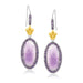 18k Yellow Gold & Sterling Silver Oval Amethyst Fleur De Lis Earrings Earrings Angelucci Jewelry   
