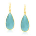 Sterling Silver Yellow Gold Plated Teardrop Aqua Chalcedony Earrings Earrings Angelucci Jewelry   
