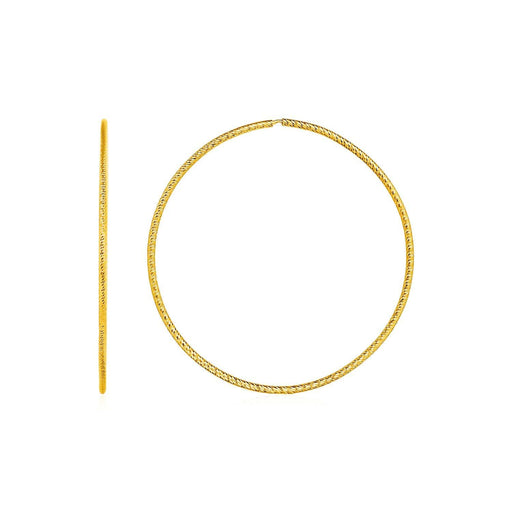 Textured Endless Hoop Earrings in 14k Yellow Gold Earrings Angelucci Jewelry   