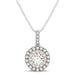 Round Shape Halo Diamond Pendant in 14k White and Rose Gold (1/2 cttw) Necklaces Angelucci Jewelry   