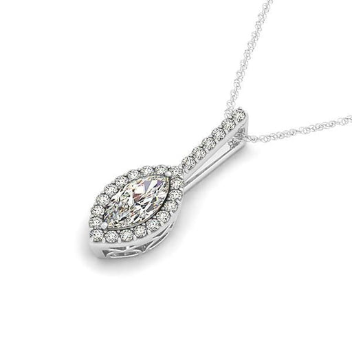 Marquis Shape Diamond Halo Pendant in 14k White Gold (2/3 cttw) Necklaces Angelucci Jewelry   