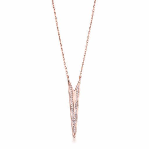.2Ct Rose Gold Plated CZ Embedded Elongated Arrow Necklace Necklaces JGI   