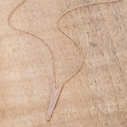 .2Ct Rose Gold Plated CZ Embedded Elongated Arrow Necklace Necklaces JGI   