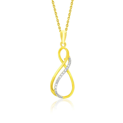 14k Yellow Gold Diamond Embellished Thin Infinity Pendant Pendants Angelucci Jewelry   