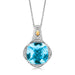 18k Yellow Gold and Sterling Silver Blue Topaz and Diamond Fleur De Lis Pendant Pendants Angelucci Jewelry   