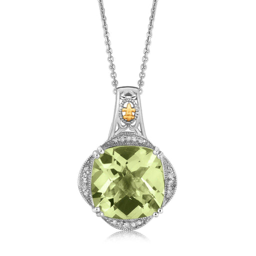 18k Yellow Gold and Sterling Silver Fleur De Lis Motif Pendant Pendants Angelucci Jewelry   