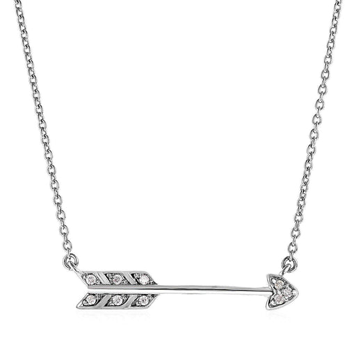 Sterling Silver Arrow Pendant with Diamonds Pendants Angelucci Jewelry   
