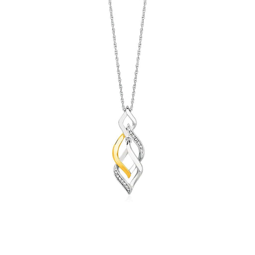 Two Toned Interlocking Twist Pendant with Diamonds in Sterling Silver Pendants Angelucci Jewelry   