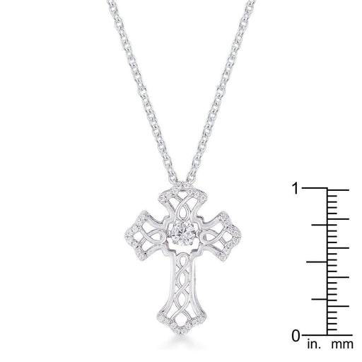 .33Ct Rhodium Plated Dancing CZ Vintage Cross Pendant Pendants JGI   