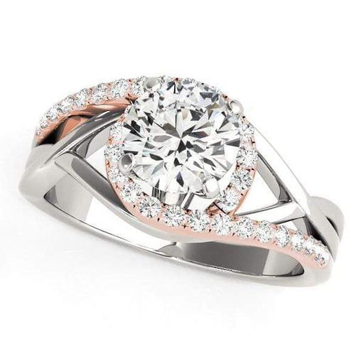 14k White And Rose Gold Bypass Diamond Engagement Ring (1 1/4 cttw) Rings Angelucci Jewelry   