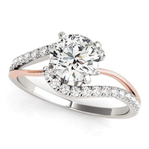 14k White And Rose Gold Bypass Shank Diamond Engagement Ring (1 1/3 cttw) Rings Angelucci Jewelry   