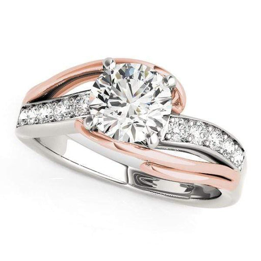 14k White And Rose Gold Bypass Shank Diamond Engagement Ring (1 1/8 cttw) Rings Angelucci Jewelry   