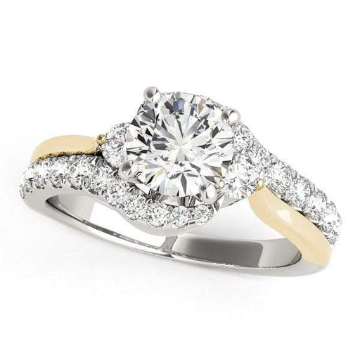 14k White And Yellow Gold Round Bypass Diamond Engagement Ring (1 1/2 cttw) Rings Angelucci Jewelry   