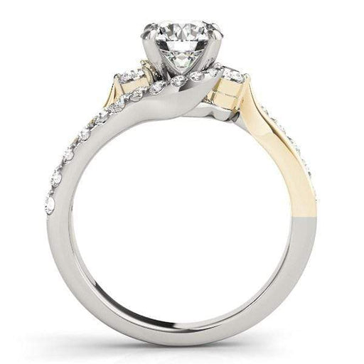 14k White And Yellow Gold Round Bypass Diamond Engagement Ring (1 1/2 cttw) Rings Angelucci Jewelry   