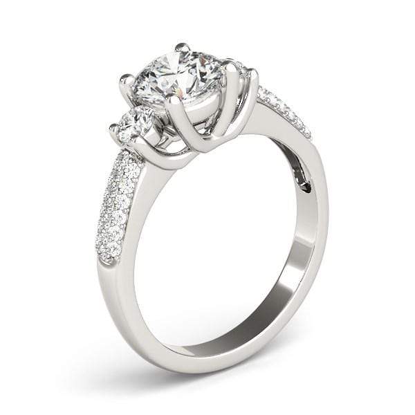 14k White Gold 3 Stone Pave Set Band Diamond Engagement Ring (1 7/8 cttw) Rings Angelucci Jewelry   