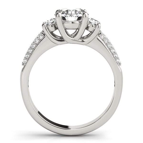 14k White Gold 3 Stone Pave Set Band Diamond Engagement Ring (1 7/8 cttw) Rings Angelucci Jewelry   