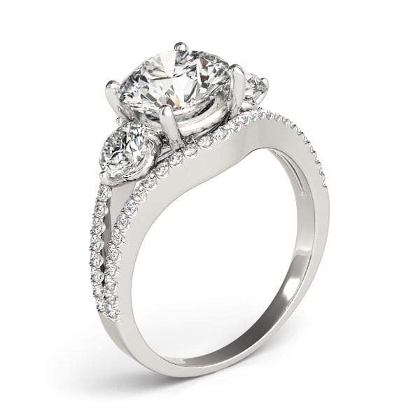 14k White Gold 3 Stone Split Pave Shank Diamond Engagement Ring (2 3/4 cttw) Rings Angelucci Jewelry   