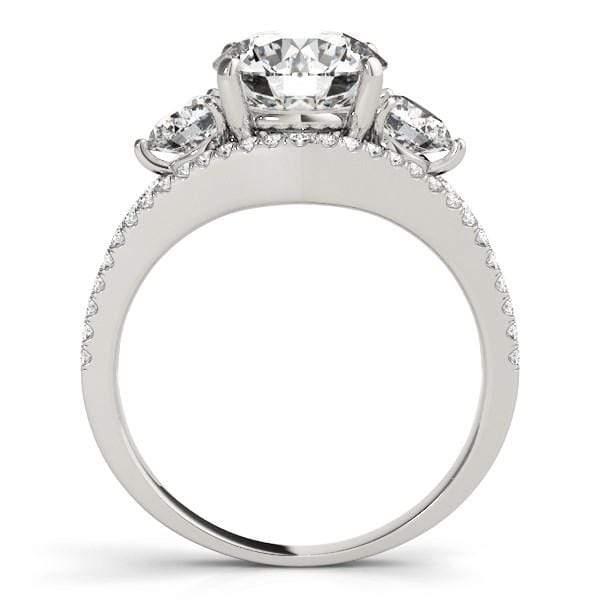 14k White Gold 3 Stone Split Pave Shank Diamond Engagement Ring (2 3/4 cttw) Rings Angelucci Jewelry   
