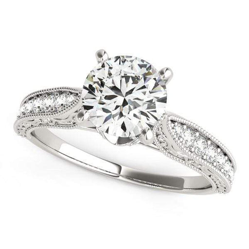 14k White Gold Antique Design Diamond Engagement Ring (1 5/8 cttw) Rings Angelucci Jewelry   