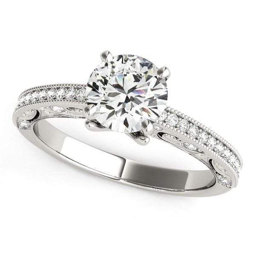 14k White Gold Antique Pronged Round Diamond Engagement Ring (1 1/8 cttw) Rings Angelucci Jewelry   