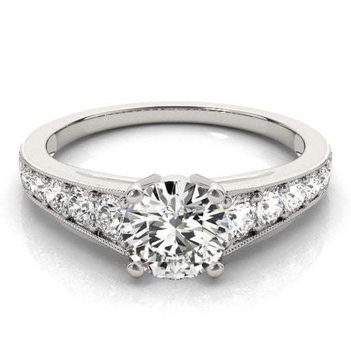 14k White Gold Antique Tapered Shank Diamond Engagement Ring (1 3/8 cttw) Rings Angelucci Jewelry   