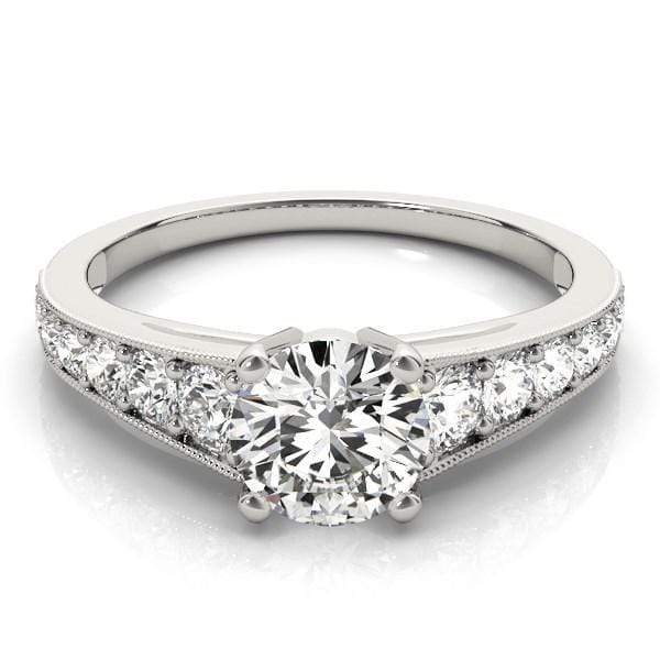 14k White Gold Antique Tapered Shank Diamond Engagement Ring (1 3/8 cttw) Rings Angelucci Jewelry   