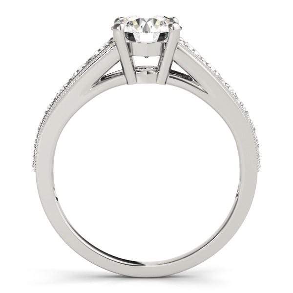 14k White Gold Antique Tapered Shank Diamond Engagement Ring (1 3/8 cttw) Rings Angelucci Jewelry   