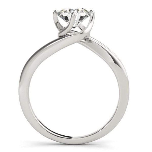 14k White Gold Bypass Style Solitaire Round Diamond Engagement Ring (1 cttw) Rings Angelucci Jewelry   
