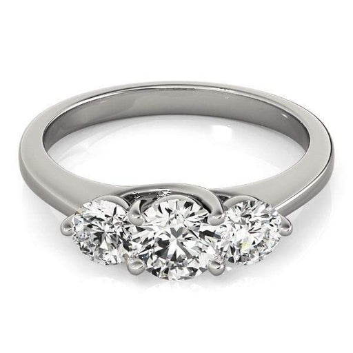 14k White Gold Classic 3 Stone Round Diamond Engagement Ring (1 cttw) Rings Angelucci Jewelry   
