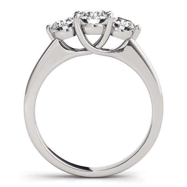 14k White Gold Classic 3 Stone Round Diamond Engagement Ring (1 cttw) Rings Angelucci Jewelry   