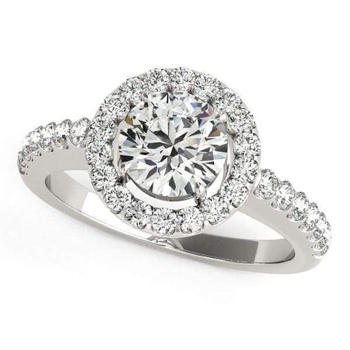 14k White Gold Classic with Pave Halo Diamond Engagement Ring (1 1/2 cttw) Rings Angelucci Jewelry   
