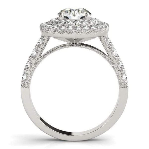 14k White Gold Diamond Engagement Ring with Double Pave Halo (2 5/8 cttw) Rings Angelucci Jewelry   