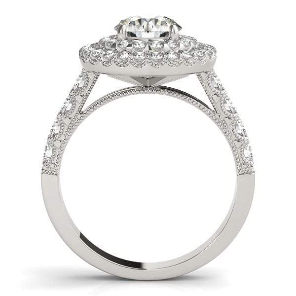 14k White Gold Diamond Engagement Ring with Double Pave Halo (2 5/8 cttw) Rings Angelucci Jewelry   
