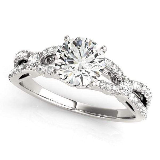 14k White Gold Diamond Engagement Ring with Multirow Split Shank (1 1/4 cttw) Rings Angelucci Jewelry   