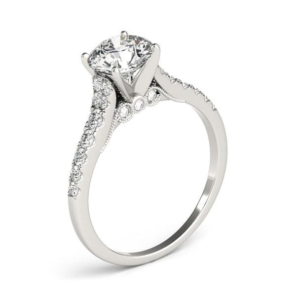 14k White Gold Diamond Engagement Ring With Single Row Band (1 3/4 cttw) Rings Angelucci Jewelry   