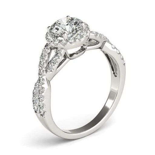 14k White Gold Entwined Split Shank Diamond Engagement Ring (1 1/2 cttw) Rings Angelucci Jewelry   