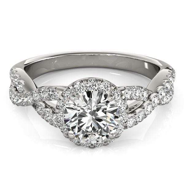 14k White Gold Entwined Split Shank Diamond Engagement Ring (1 1/2 cttw) Rings Angelucci Jewelry   